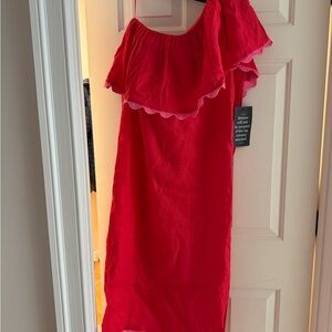 Tuckernuck Vibrant Red Off-Shoulder Midi Dress